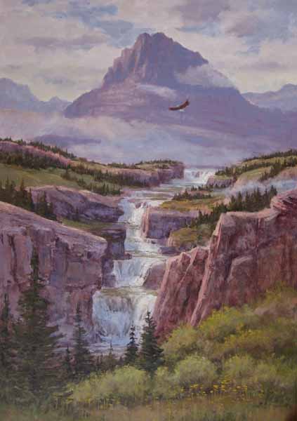 Glacier National Park - Swiftcurrent Falls - Giclée